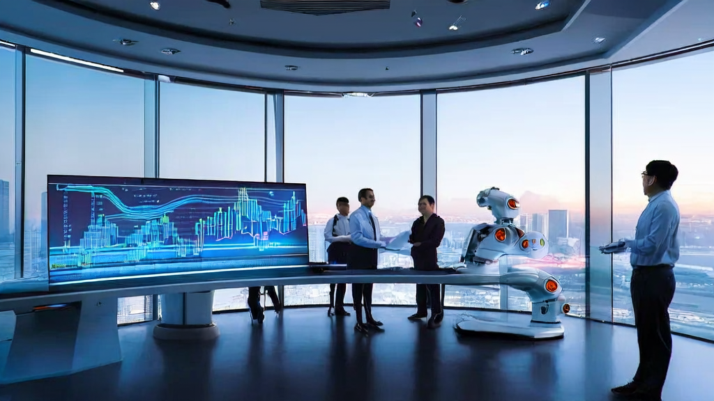 Engineers in a modern office using AI technology for customer data analysis