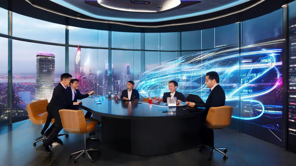 展示AI驱动的客户获取解决方案的未来感办公室场景