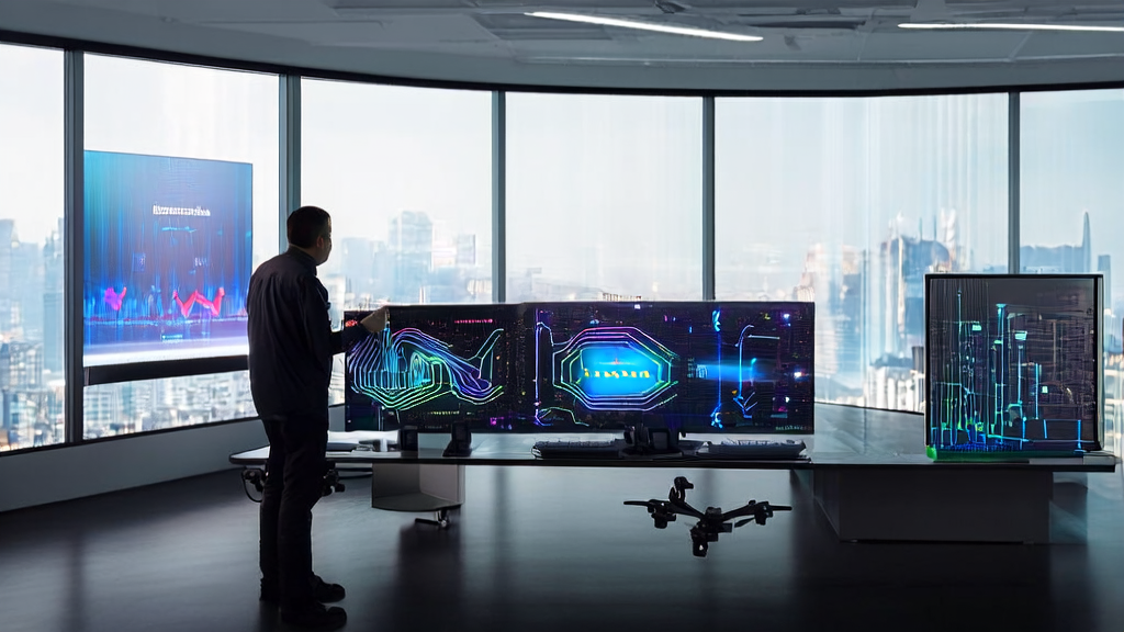 In a modern office, a team discusses AI-optimized email marketing and customer acquisition solutions, with a backdrop of LTTS and Siemens' collaborative smart manufacturing project display wall.