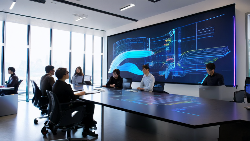 AI驱动的客户获取解决方案:一群营销专家在现代化办公室中使用CherryIN平台进行广告投放优化