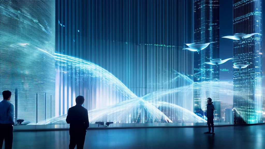 展示最新AI驱动客户获取解决方案的城市未来景象