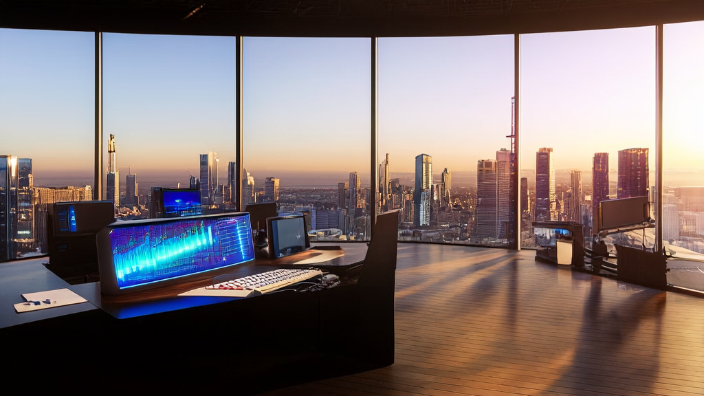 An analyst in a modern office using AI technology to analyze customer data for building an efficient acquisition system.