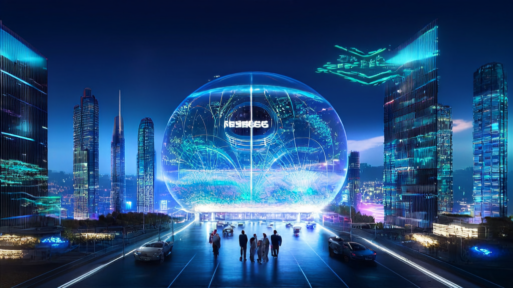 AI-driven customer acquisition solution: showcasing the application scenario of AI prediction models in a futuristic city