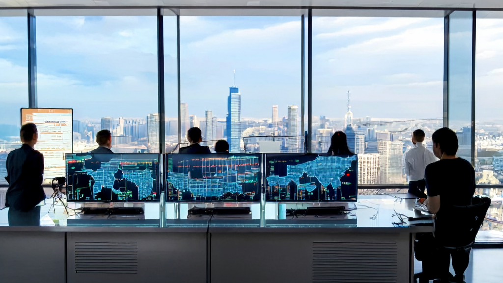 Employees in a modern office using AI technology to optimize email marketing strategies
