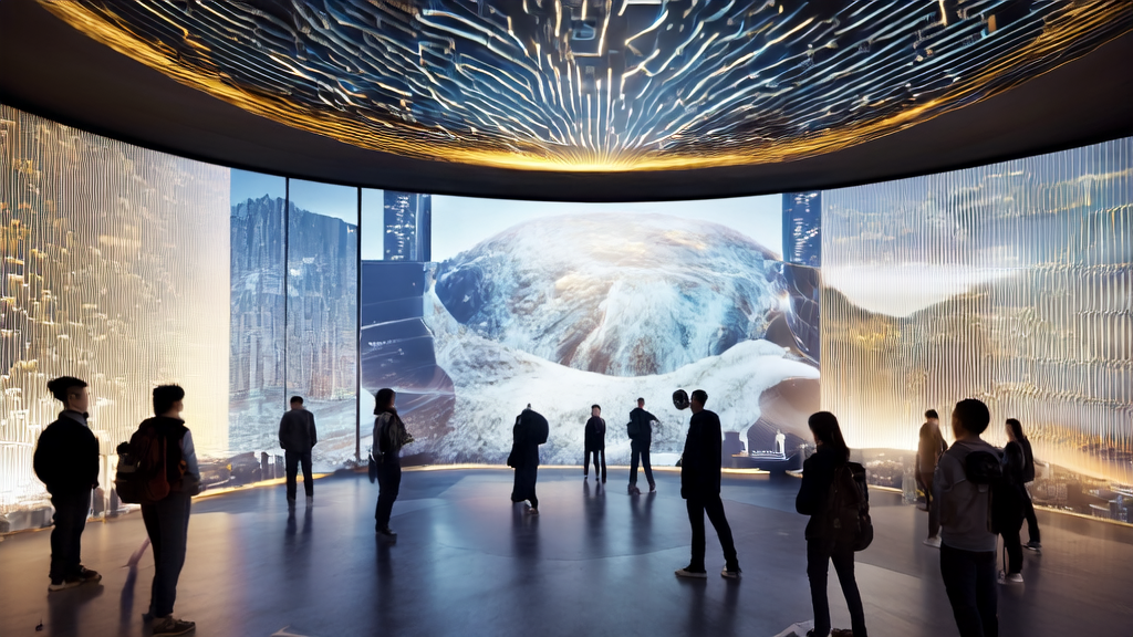 展示AI驱动的客户获取解决方案和Odyssey AI交互视频的未来办公室场景