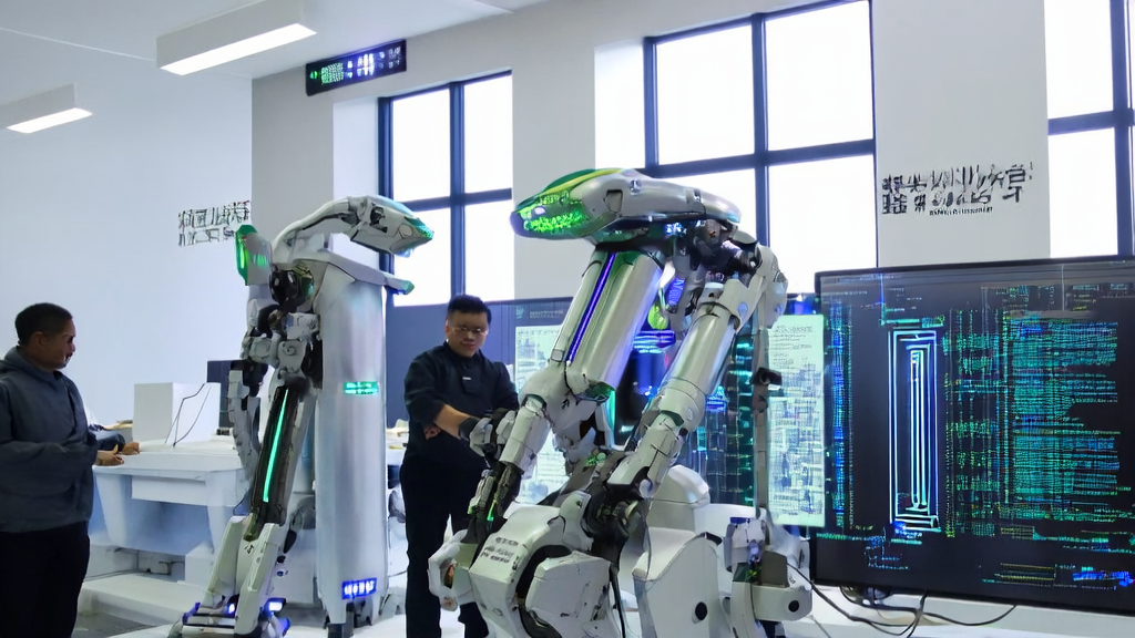 AI-driven customer acquisition solutions: Engineers fine-tuning a humanoid robot in the lab