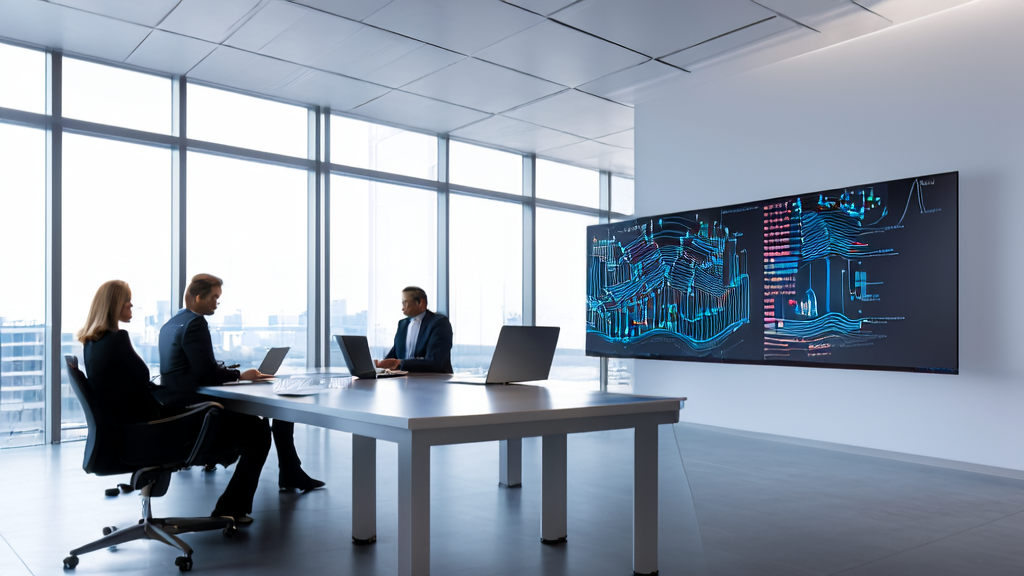 A team in a modern office discussing AI-driven customer acquisition solutions and the Enterprise AI Maturity Model