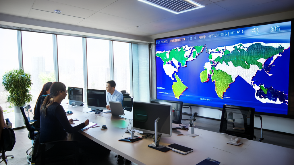 Employees in a modern office discussing AI-driven customer acquisition solutions