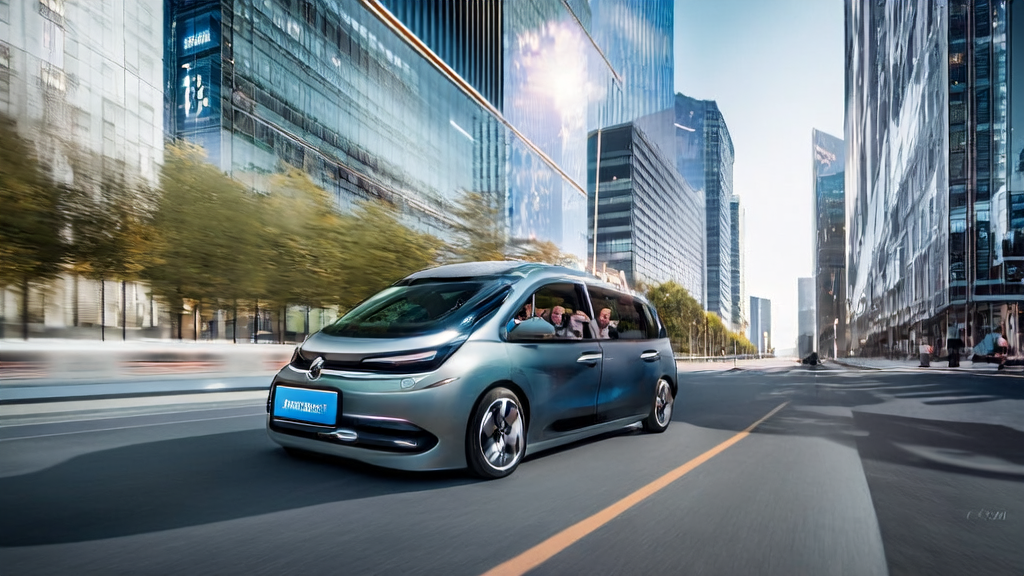 An autonomous taxi driving on a modern city street, showcasing AI-driven customer acquisition solutions