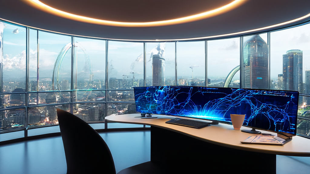 AI-driven customer acquisition system assisting cross-border e-commerce standalone sites in achieving automated marketing, set against a backdrop of a modern office and global market layout.