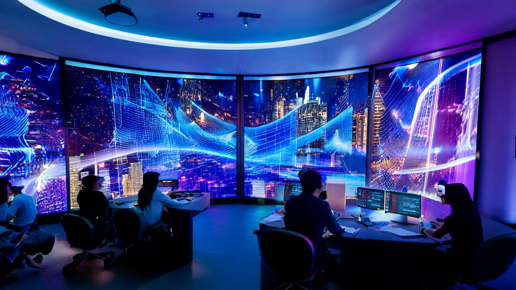 未来办公室中员工利用AI技术进行个性化邮件营销和内容生成