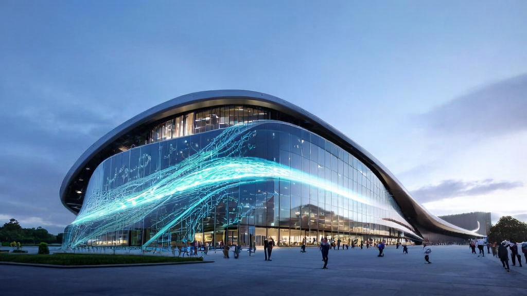 未来城市的独立站办公楼前，工程师展示AI驱动的客户获取解决方案和3D生成大模型Seed 3D 1.0