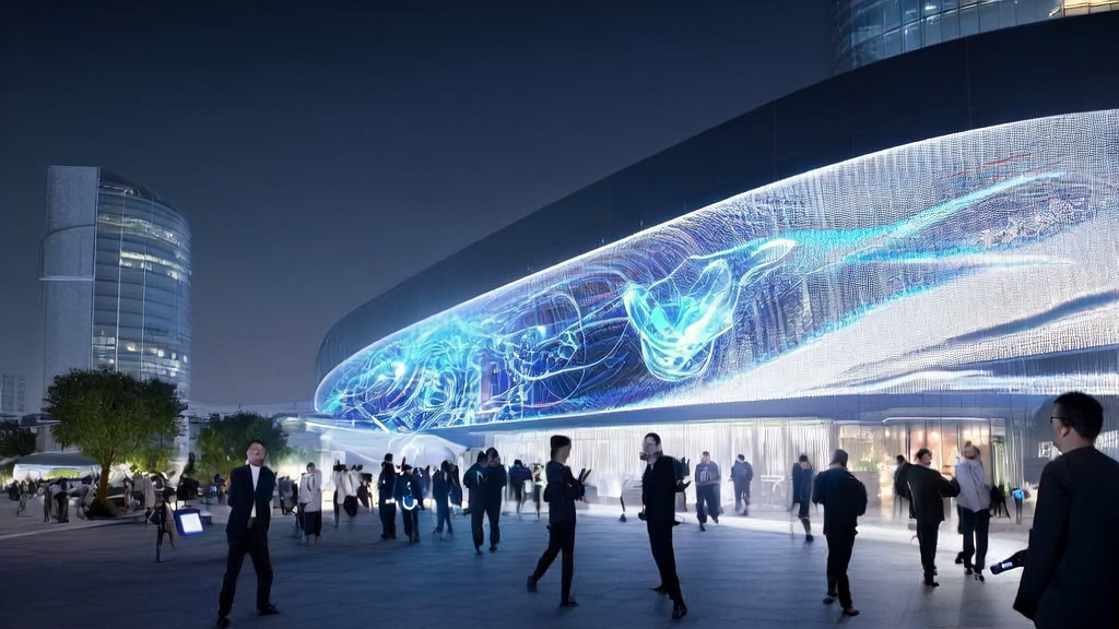 Scene showcasing VAST's AI 3D modeling technology in a futuristic city