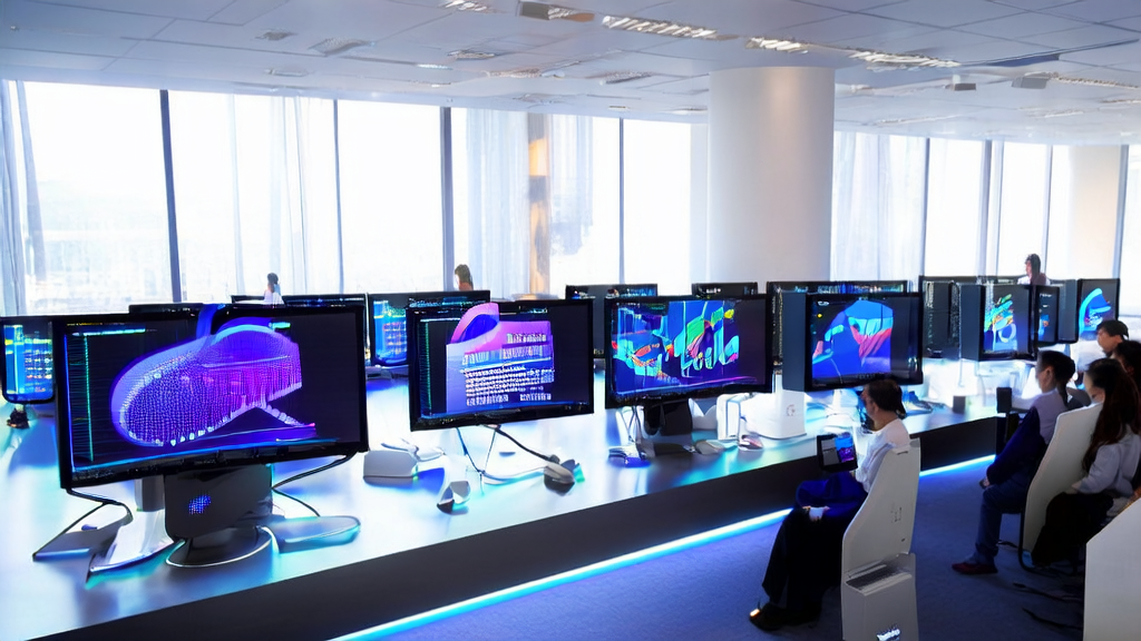 Modern office scene utilizing AI technology for customer data cleaning and keyword mining
