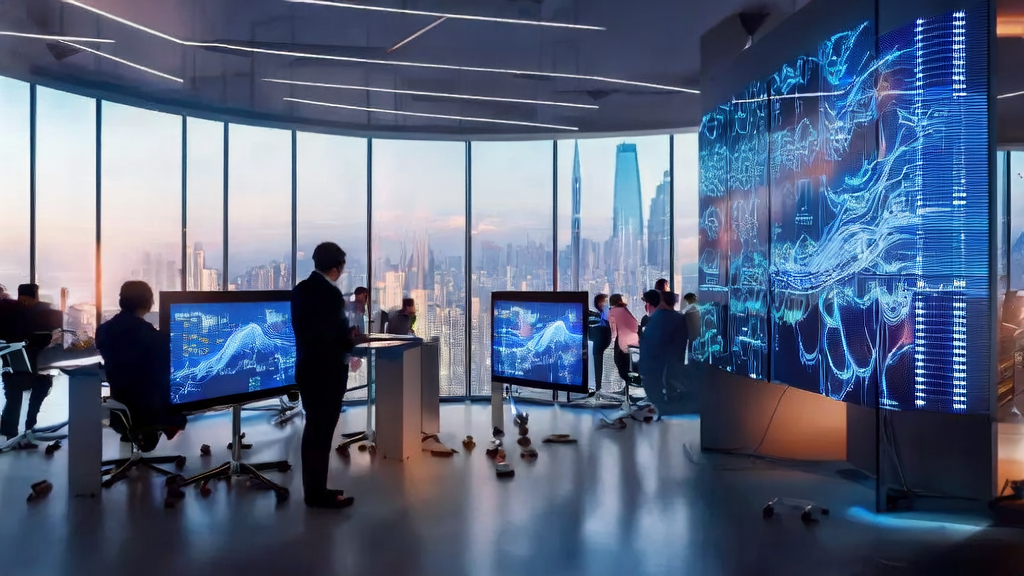 AI-driven customer data cleaning service operating efficiently in a modern office environment