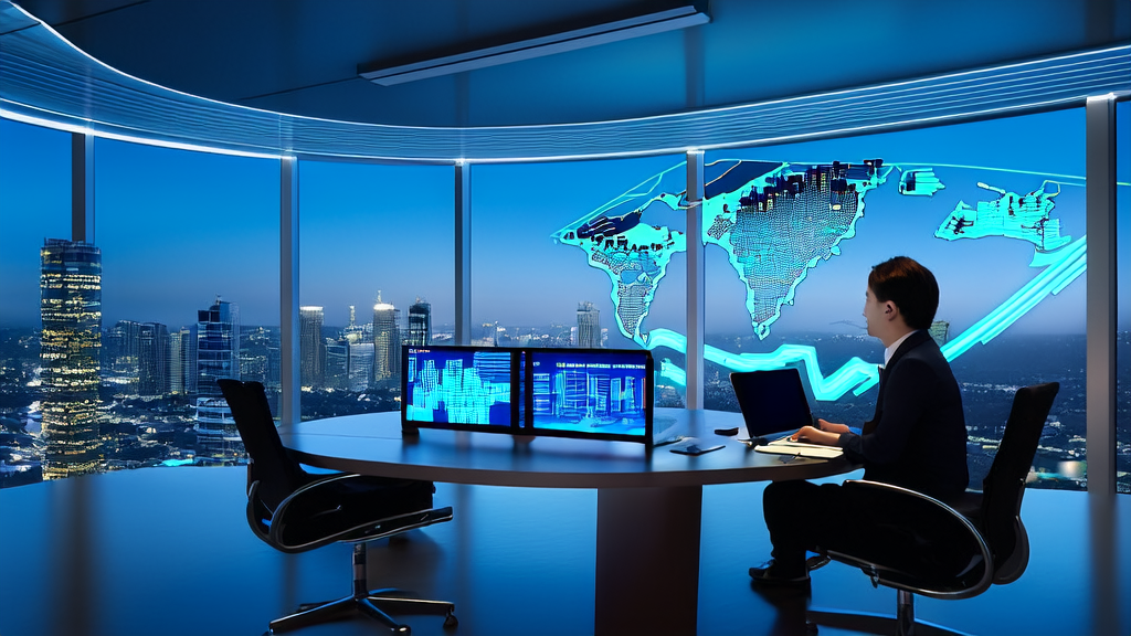 现代化办公室中分析师们使用AI技术分析制造业海关数据以精准挖掘潜在客户