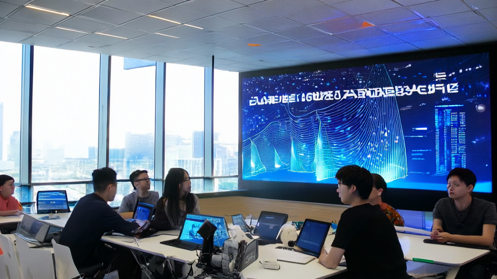 现代化办公室中，科技工作者们正通过AI客户预测模型分析跨境电商平台的用户行为，旁边是正在工作的开源智能体MiroThinker v1.0。