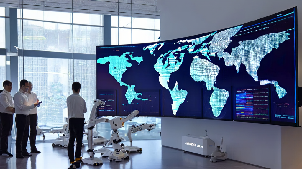 Engineers discussing AI-driven customer prediction models to optimize acquisition strategies in an office setting