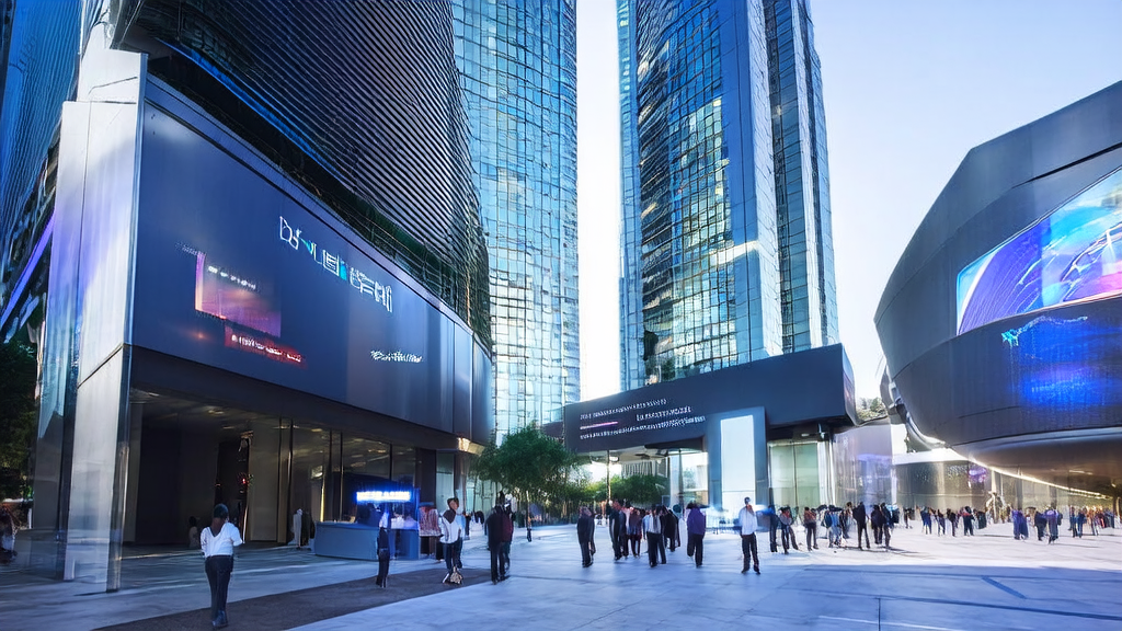 AI-driven data collection and conversion optimization: A scene of smart buildings and digital human interaction in a futuristic city