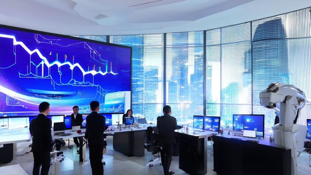 现代化办公室中员工利用AI技术进行高效邮件营销