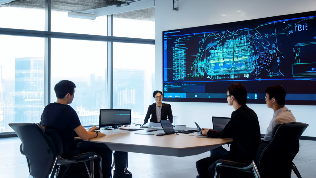 Team discussing AI-driven email marketing strategies in a tech office