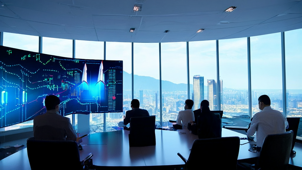 AI智能获客系统在现代化办公室中的运作场景，展示数据流、用户画像分析和成功案例