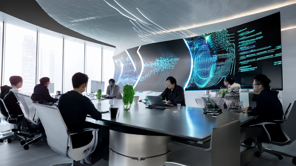 现代办公室中,团队成员利用AI技术优化邮件营销策略,提升电商销售额