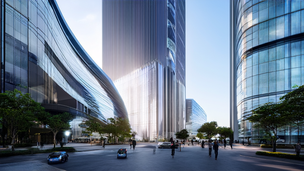 In a futuristic city, CoreWeave and OpenAI collaborate to optimize cross-border email marketing