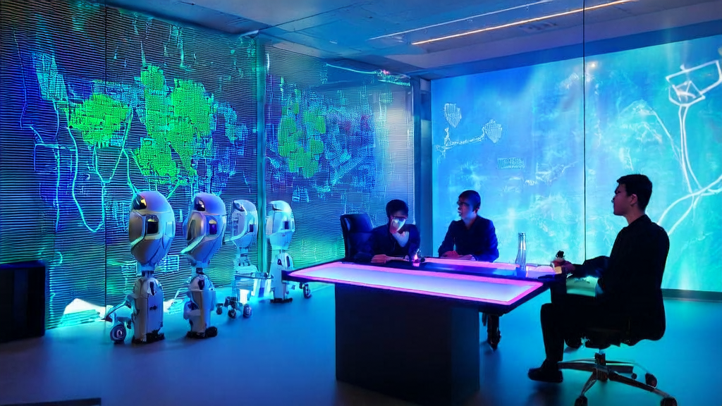 未来办公室中,创业者们正在讨论基于AI的高转化邮件策略