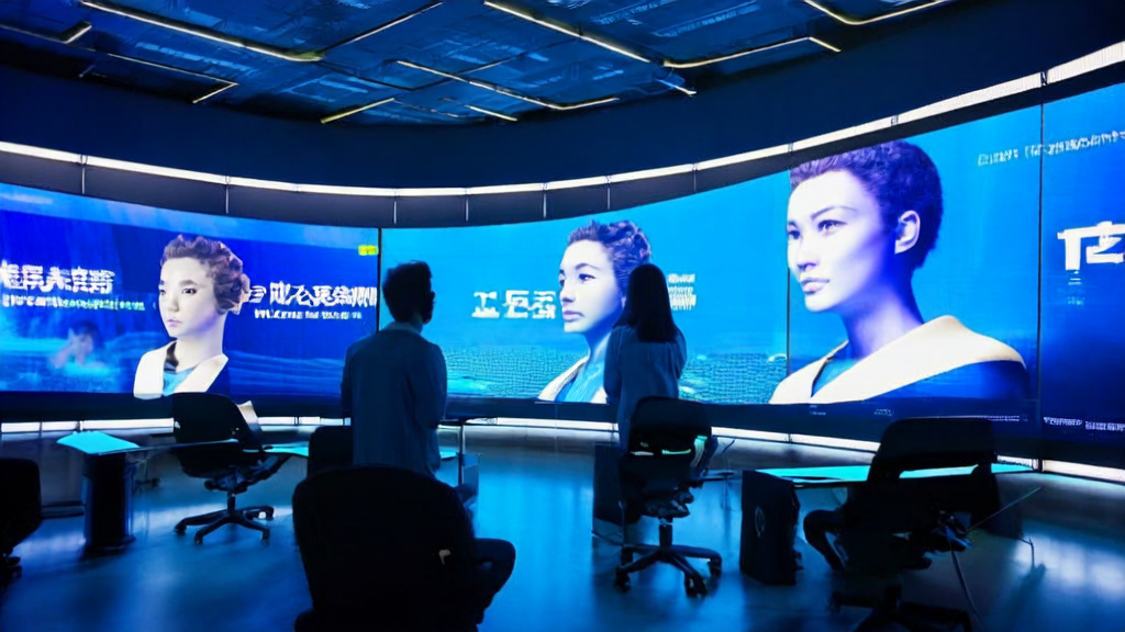字节跳动奇美拉数字人平台在现代化数字工作室中的应用，展示其高度逼真的数字人物形象和智能互动功能。