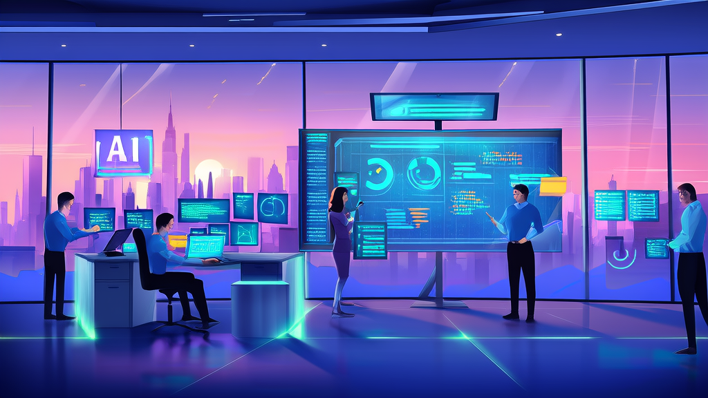 Data scientists working in a high-tech office using AI for efficient customer acquisition and marketing analysis