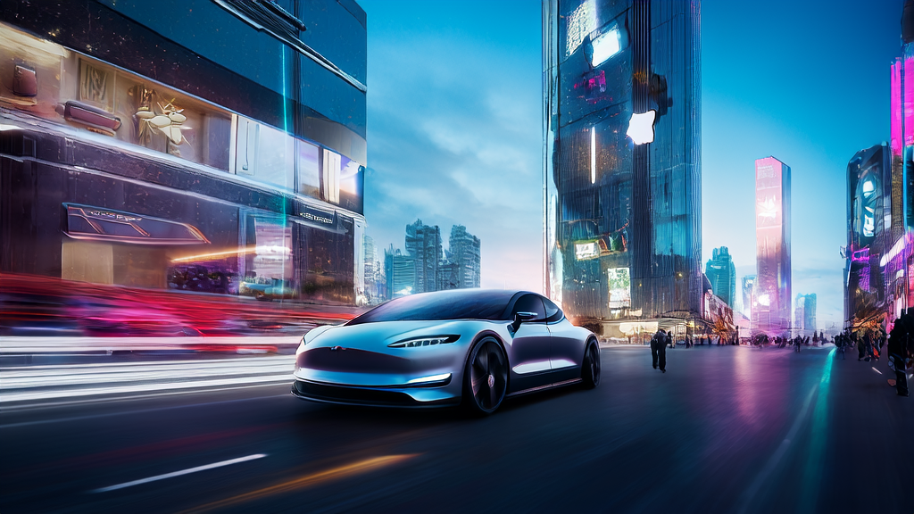 Inside a Tesla smart cabin, the driver uses the voice assistant to search for nearby restaurants and receives personalized recommendations, showcasing the new era of AI-driven marketing.