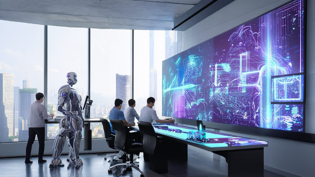 AI-driven personalized email marketing solution to boost open rates, modern office scene