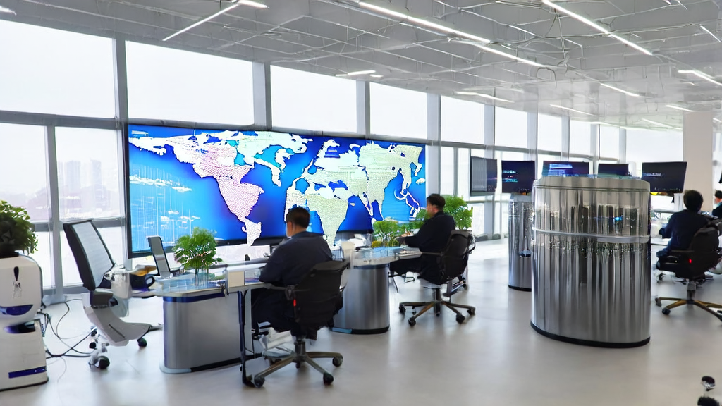 Modern office where employees use AI technology for hyper-personalized email marketing