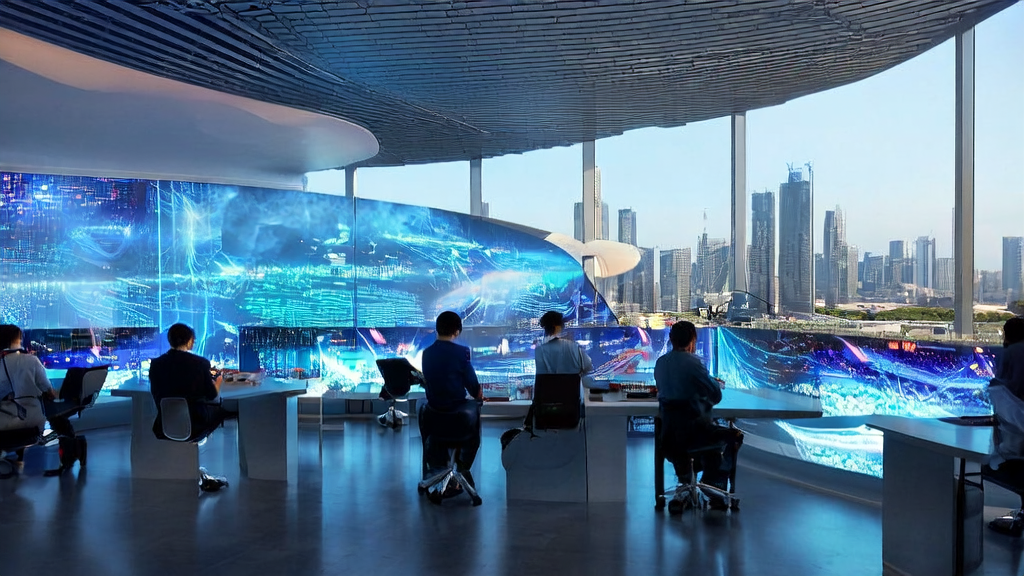 未来城市的现代化办公楼内，数据科学家们正在通过AI技术实现个性化的邮件营销策略