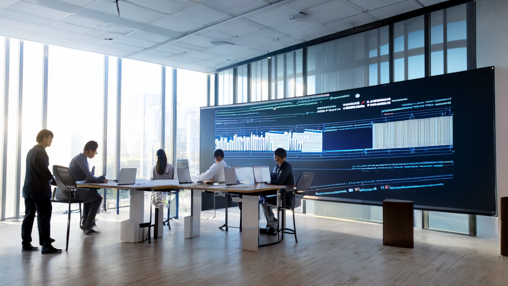 现代办公室内,员工们正在使用AI助手通义千问和豆包进行个性化邮件营销数据分析,阳光透过大窗户洒进室内。