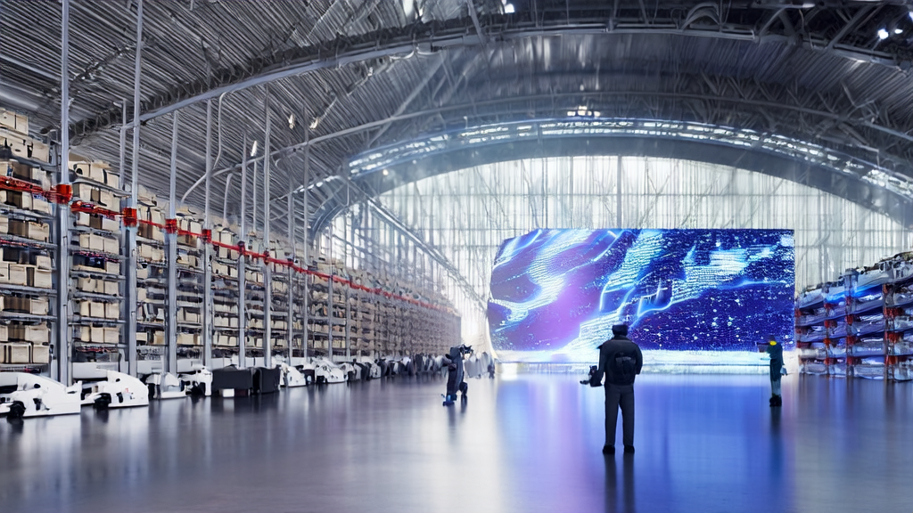 AI-driven warehouse operations in 2025, showcasing automated robot order processing and real-time data analysis