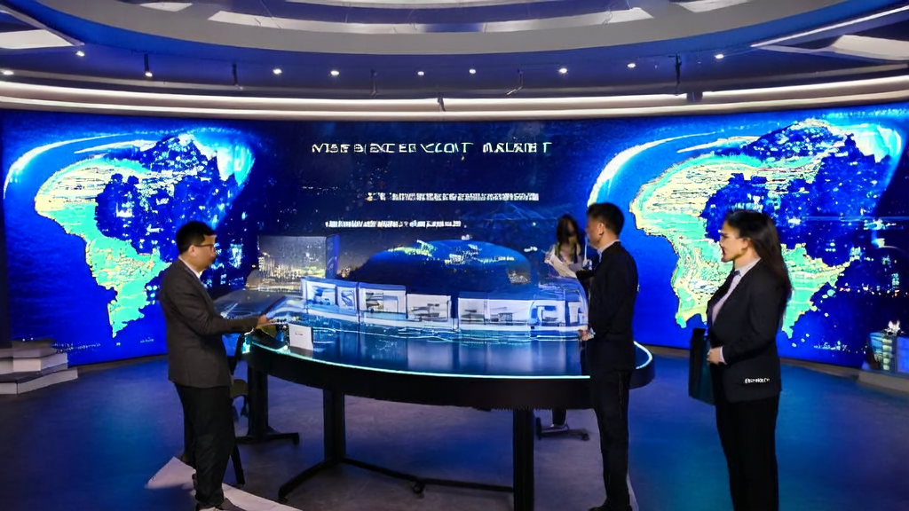 未来办公室中员工使用Canva创意操作系统进行AI邮件自动化营销