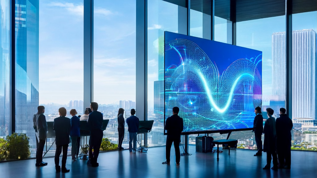 未来城市的办公大楼内，营销专家们利用Google Veo 3 FAST/TURBO模式进行AI邮件营销，实现高效转化。