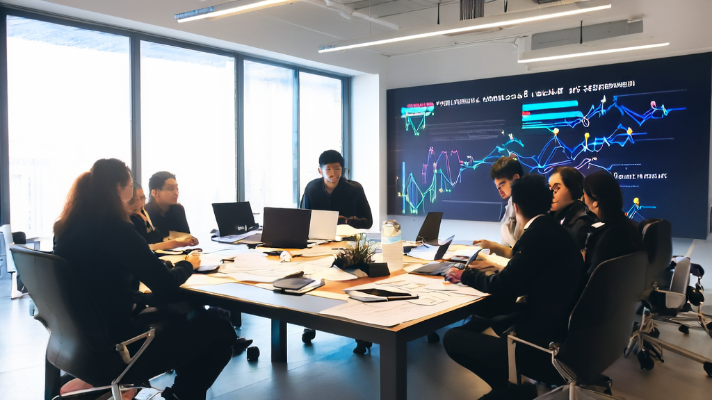 A group of entrepreneurs discussing the upcoming AI email marketing product in the office