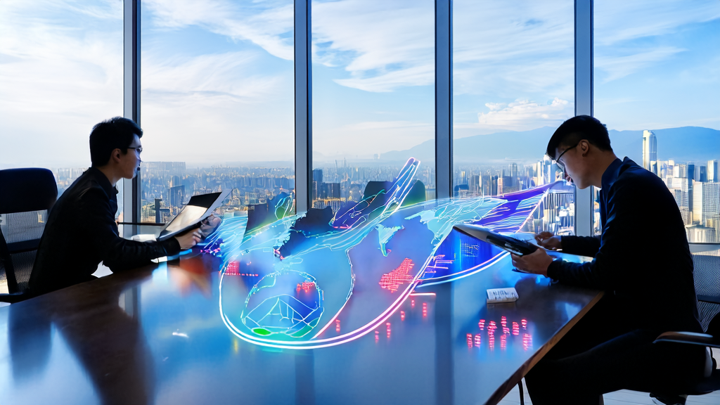 In a modern office bathed in sunlight, tech professionals discuss utilizing AI for hyper-personalized email marketing and efficient customer acquisition.