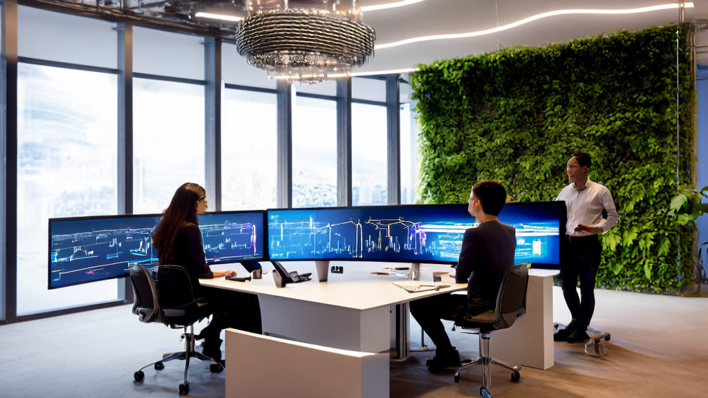 In a sunlit office, team members are discussing AI email marketing and video generation technology to explore new customer acquisition opportunities.