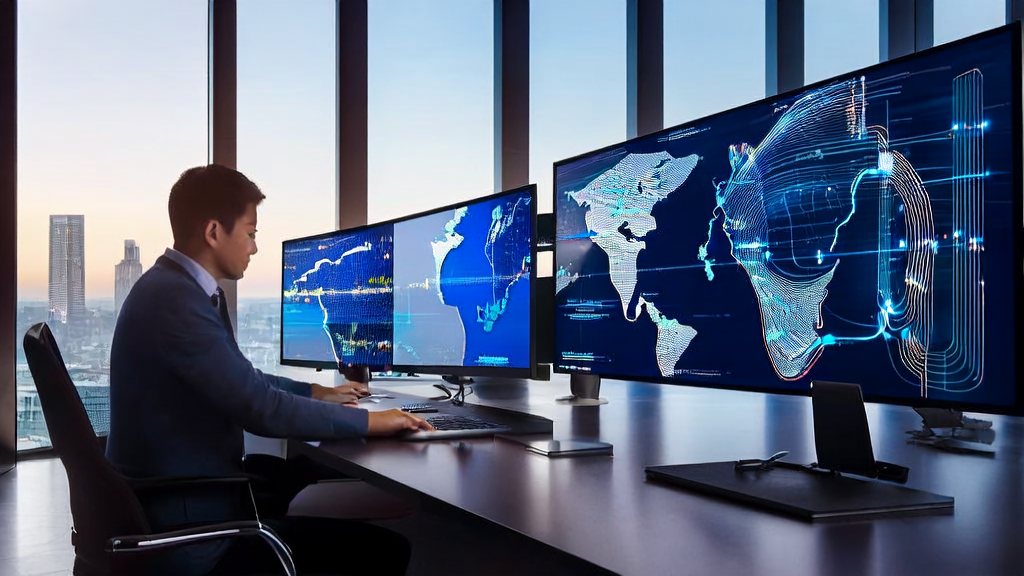 Employees in a modern office using AI email marketing tools for cross-border e-commerce customer acquisition