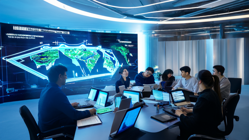 Team in a modern office using AI technology to optimize email marketing strategies