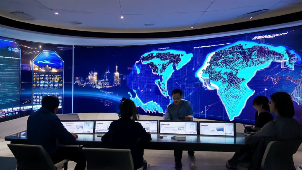 Futuristic office where employees use DeepL's AI entity for cross-border e-commerce email marketing