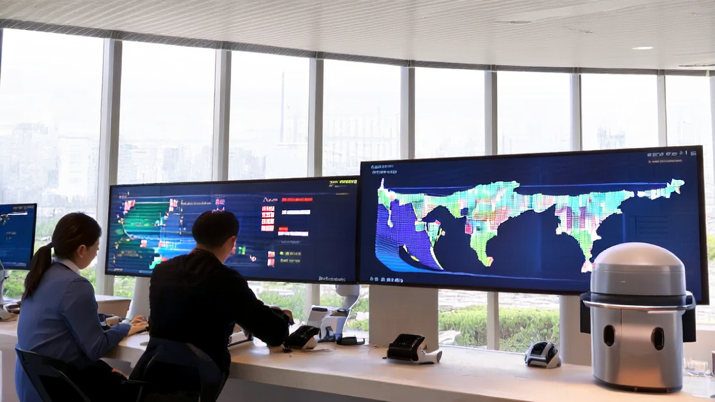 Office workers optimizing overseas market acquisition through AI email marketing technology