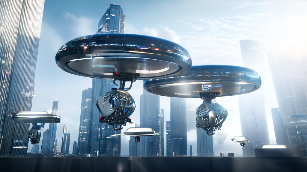 Smart email robots in a futuristic city, equipped with advanced AI technology to generate personalized email content based on user preferences, with the Firefox 142 browser logo in the background.