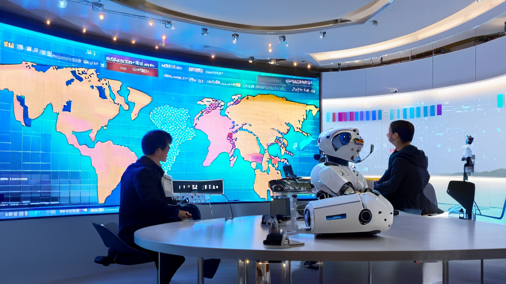 A modern office scene showcasing AI email marketing helping businesses succeed in international markets