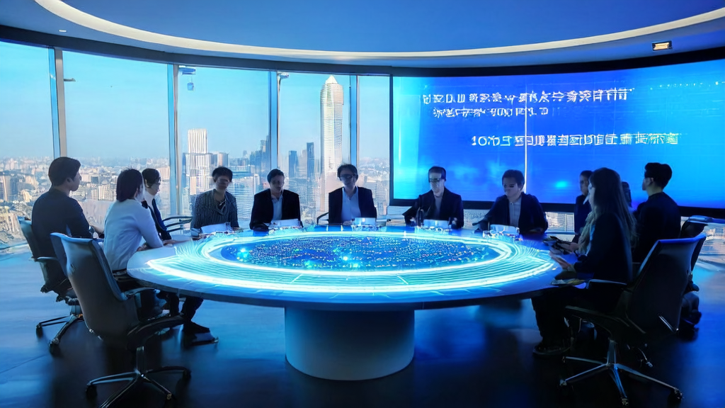 智能会议室中，营销团队讨论AI邮件营销获客策略，确保智能优化与合规并行。
