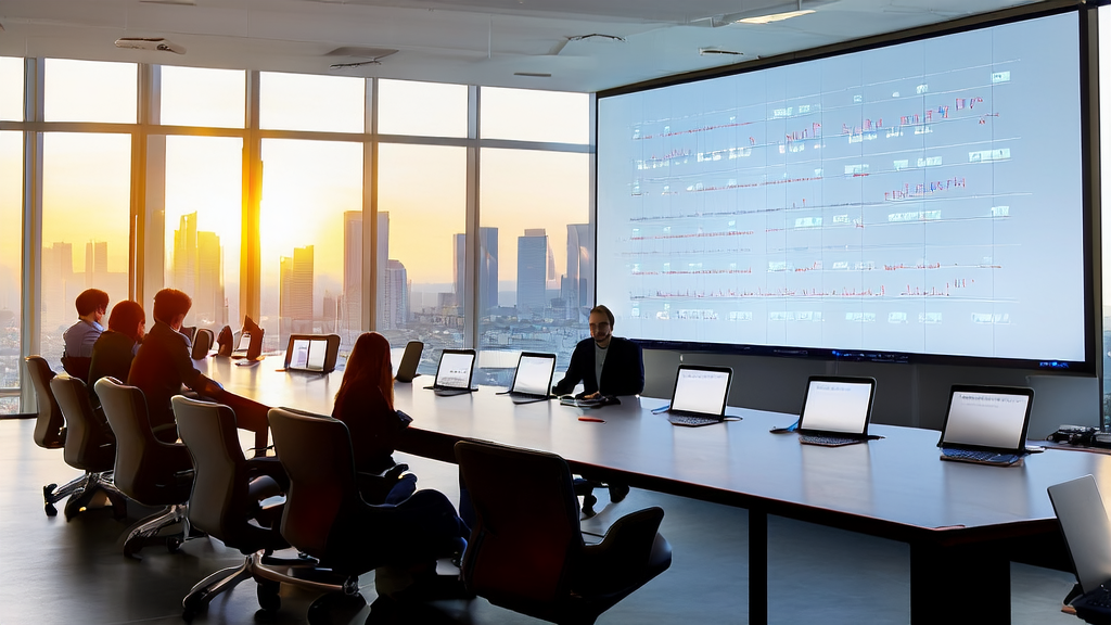 Modern office scene showcasing the application of AI email marketing and MaskSearch technology